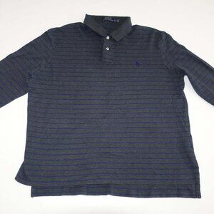 Polo Ralph Lauren Men's Polo Shirt Size XL Long Sleeves Charcoal Gray Blue